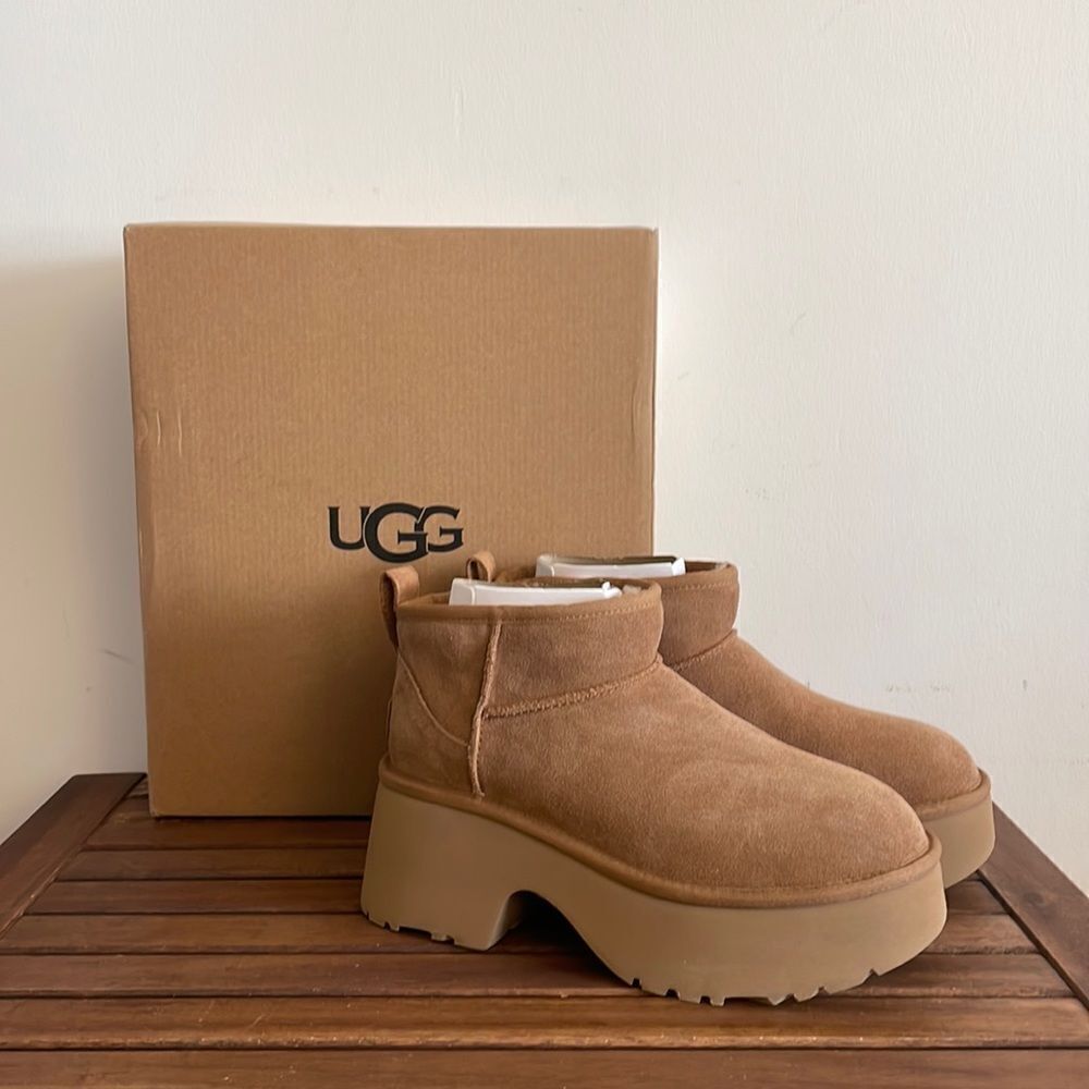 UGG Classic Ultra Mini New Heights Boots Chestnut USA Women Size 8/UK 6/EU 39